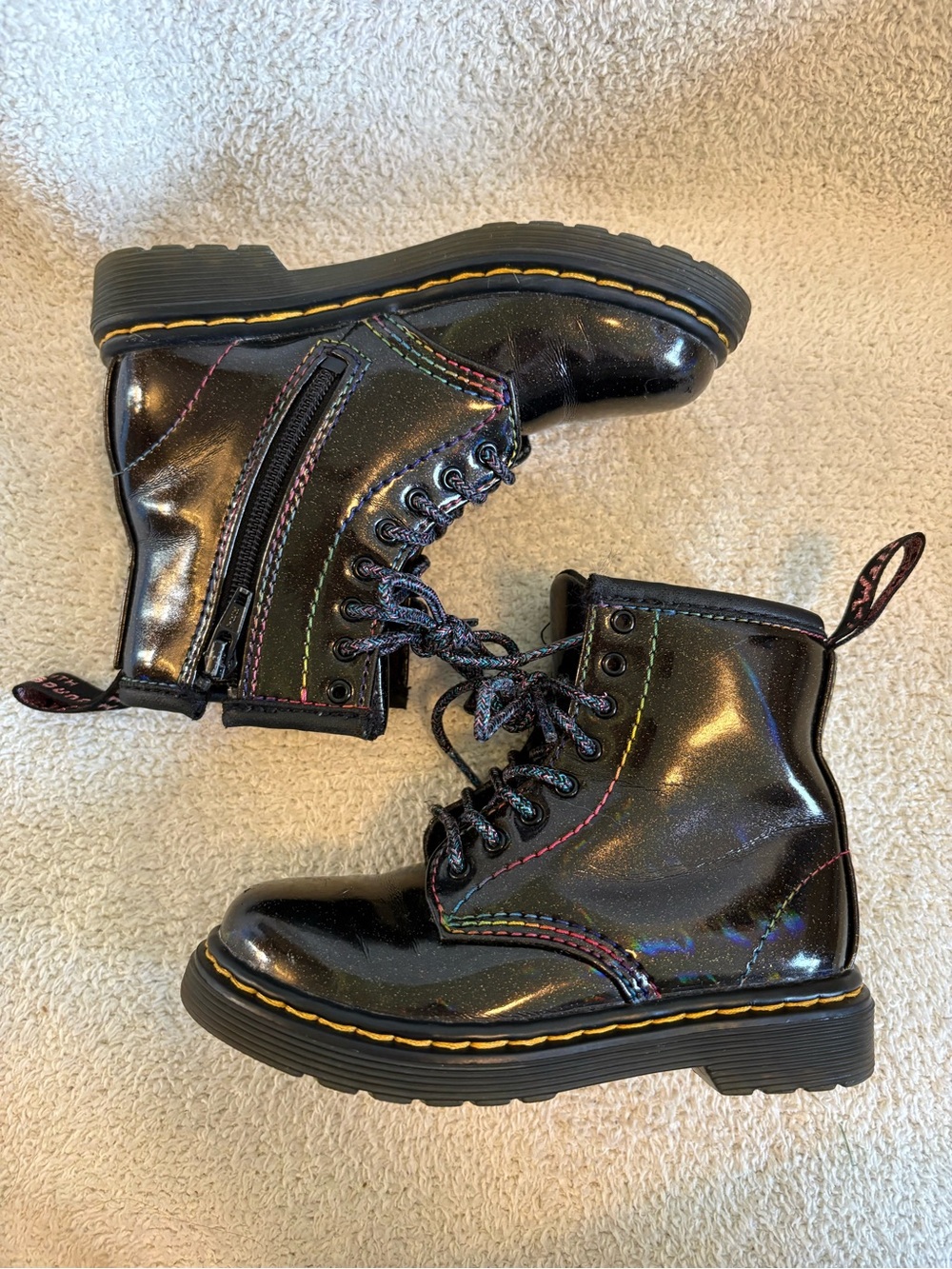 Doc Martens 1460 T Little Girls Sparkle Iridescent Boots Size 8